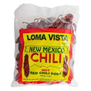 14 oz Hot Red Loma Vista Chile Pods for Fiery Flavor in Classic Red Chile Sauces and More.