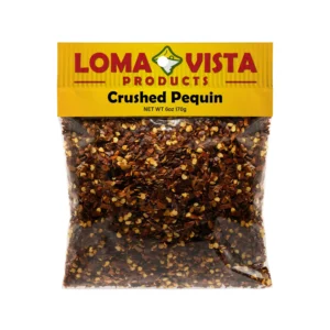 6 oz Loma Vista Crushed Pequin Pepper Flakes for Adding Potent Heat and Slight Fruity, Smoky Notes to Your Meals.