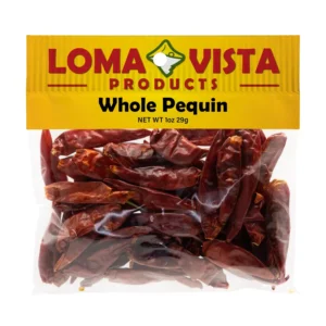 1 oz Loma Vista Whole Dried Pequin Peppers for Adding Potent Heat and Slight Fruity, Smoky Notes to Your Meals.